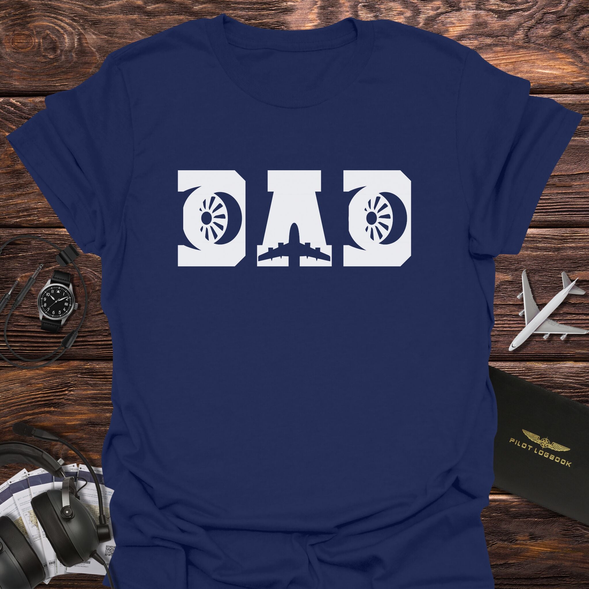 Dad Jet Engine & Airplane Silhouette T-Shirt
