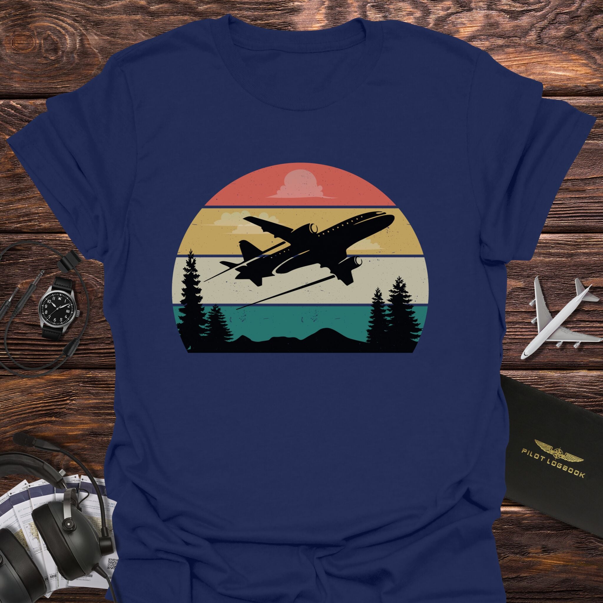 Retro Sunset Airplane T-Shirt