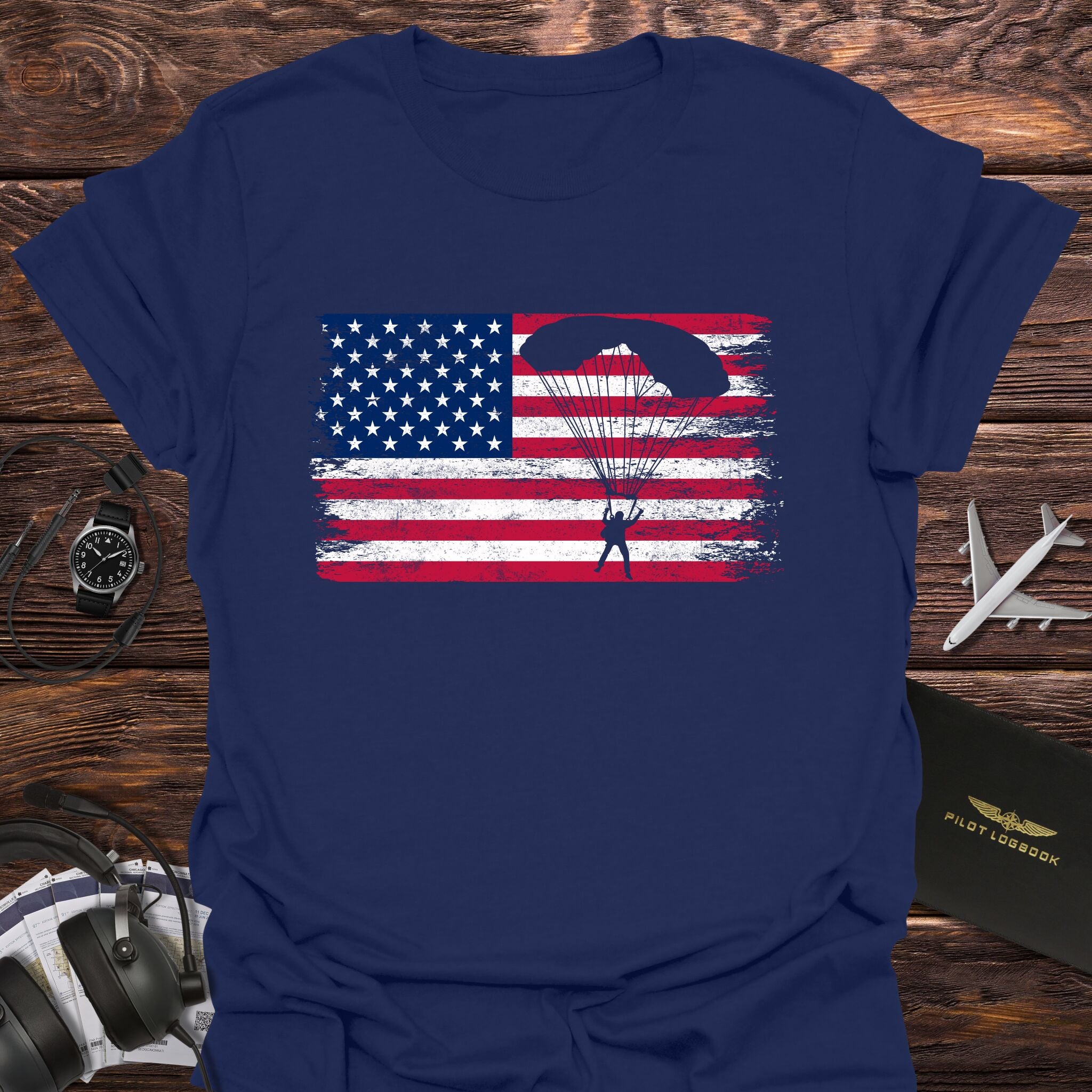 Vintage American Flag Skydiving T-Shirt