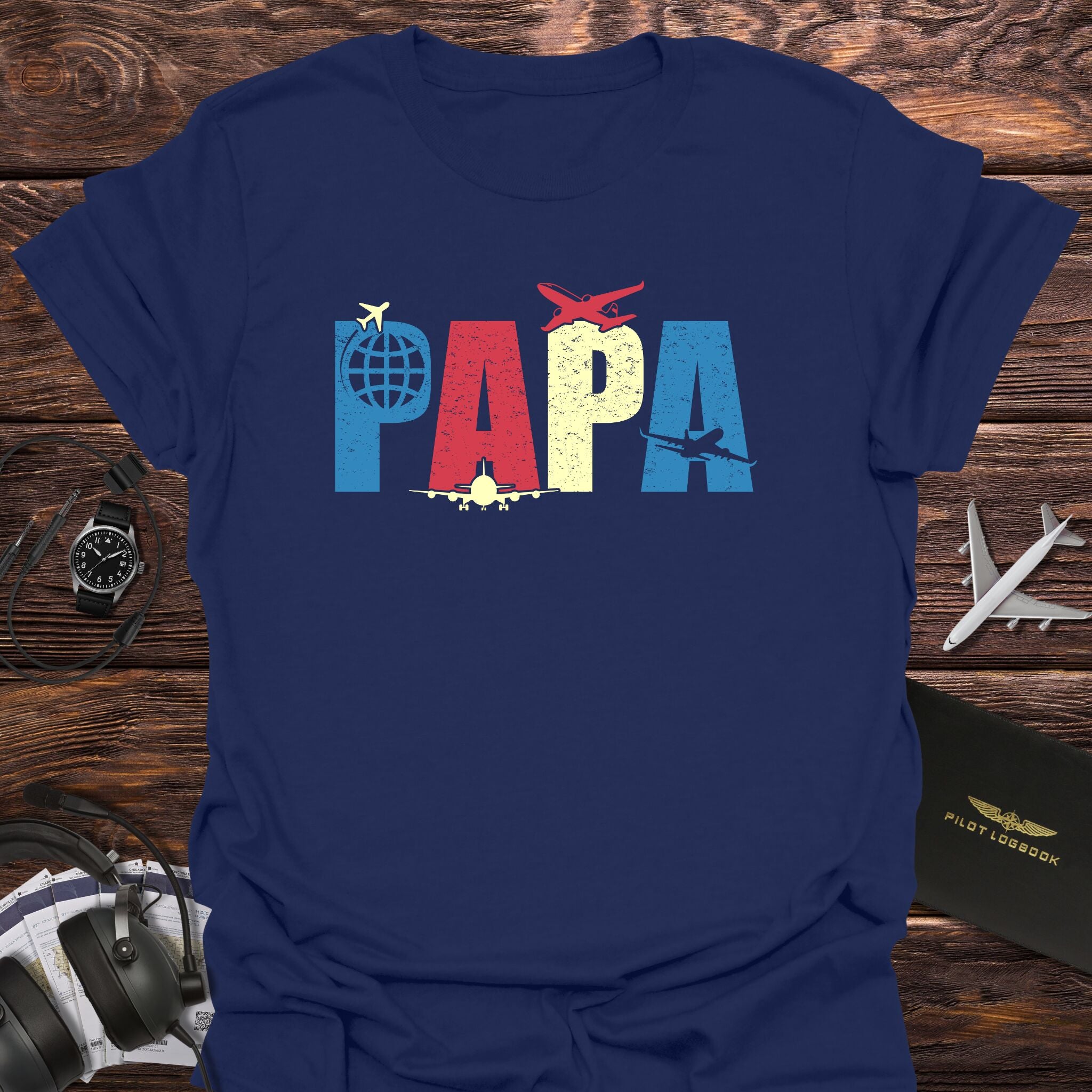 Colorful PAPA Pilot T-Shirt