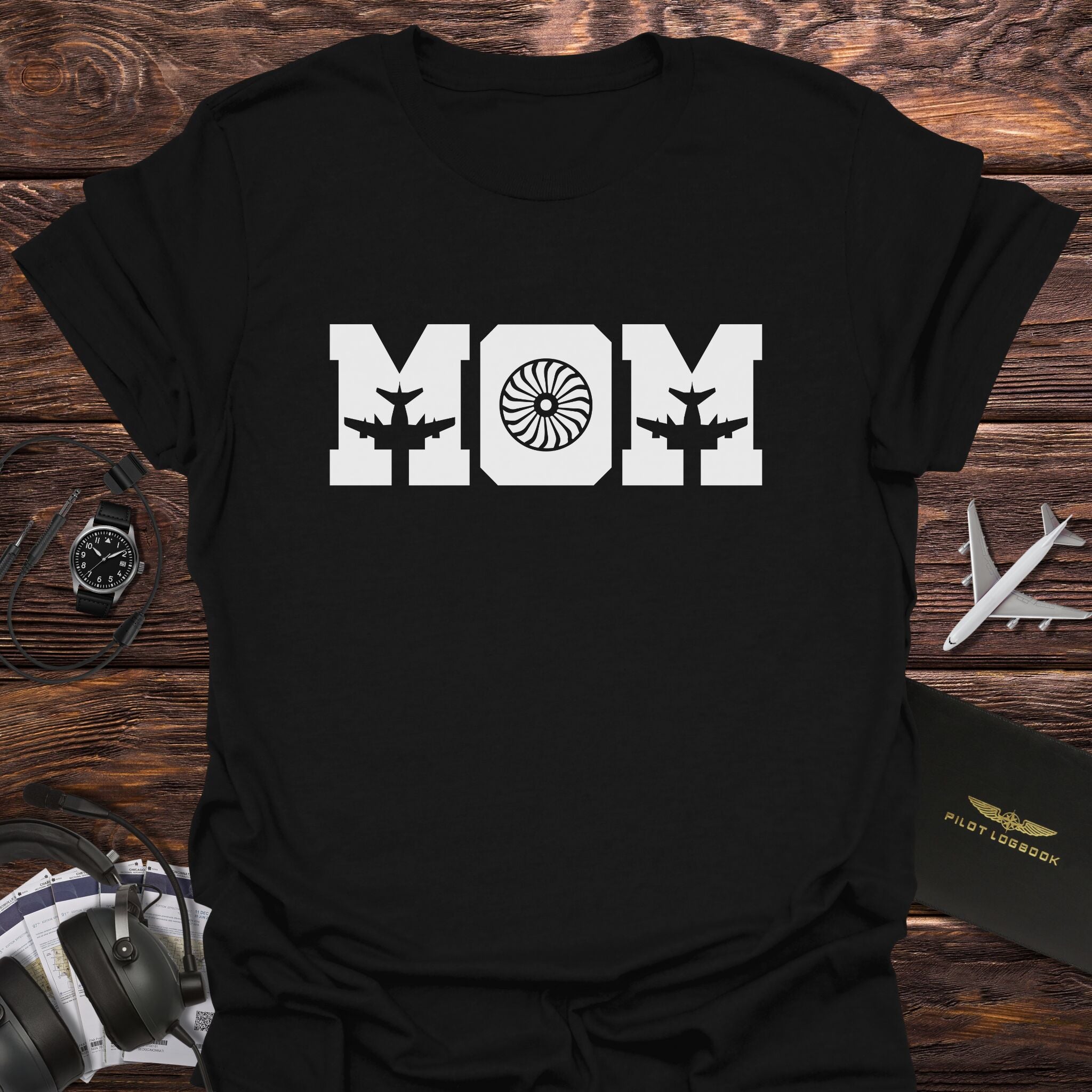 Mom Jet Engine & Airplane Silhouette T-Shirt