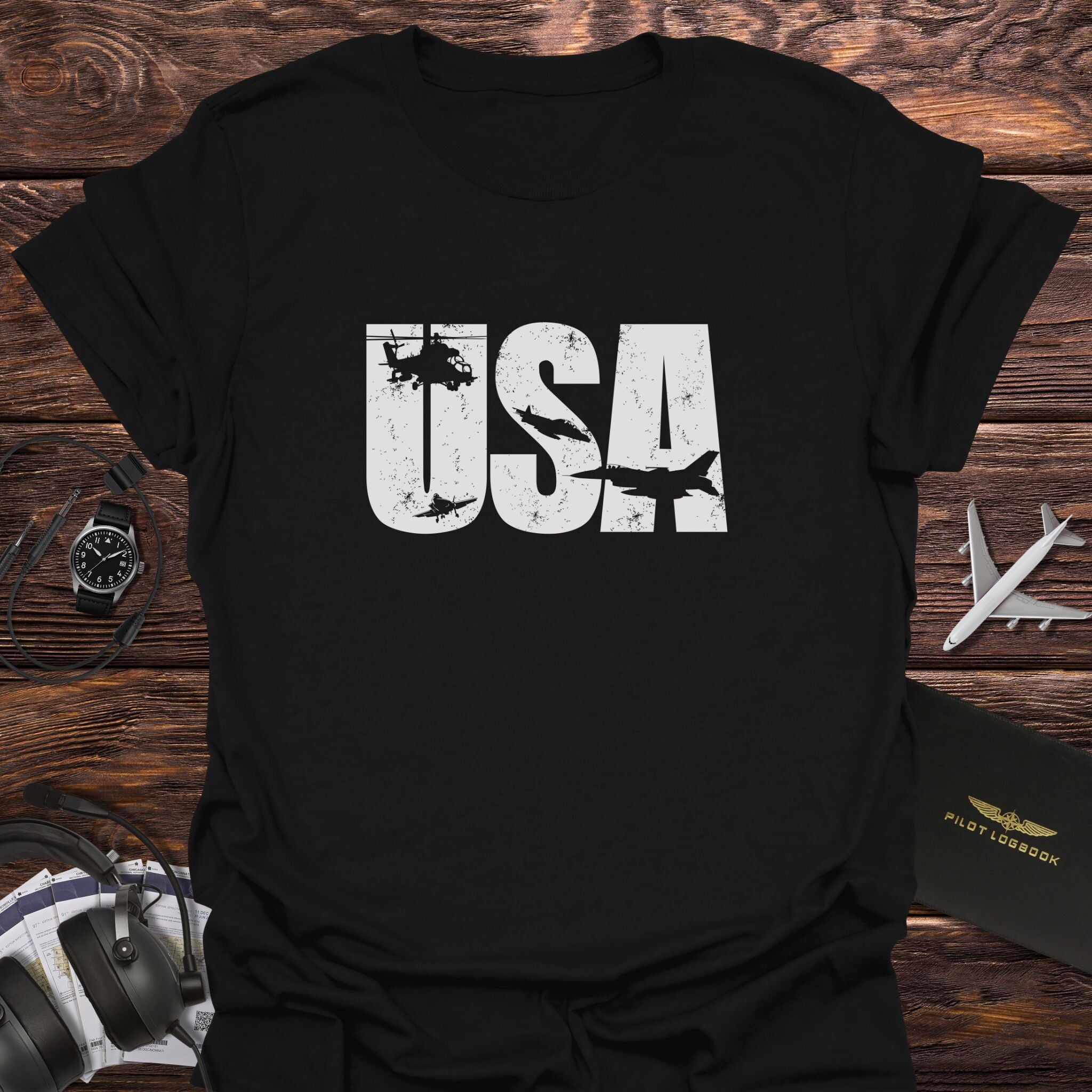 USA Military Airpower Monochrome T-Shirt