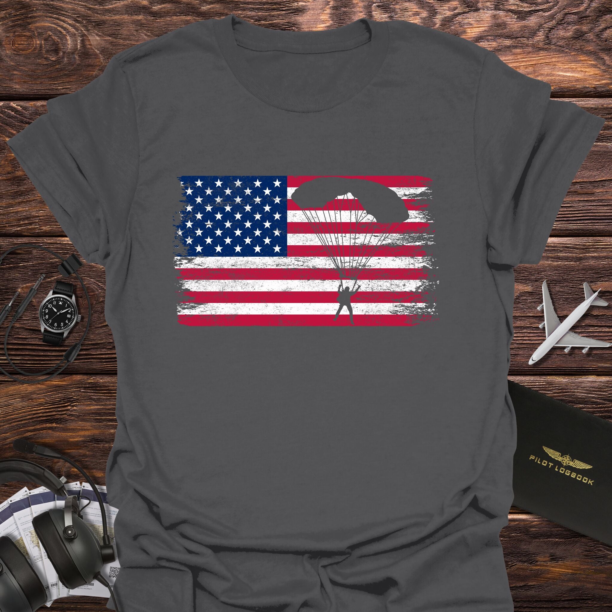 Vintage American Flag Skydiving T-Shirt