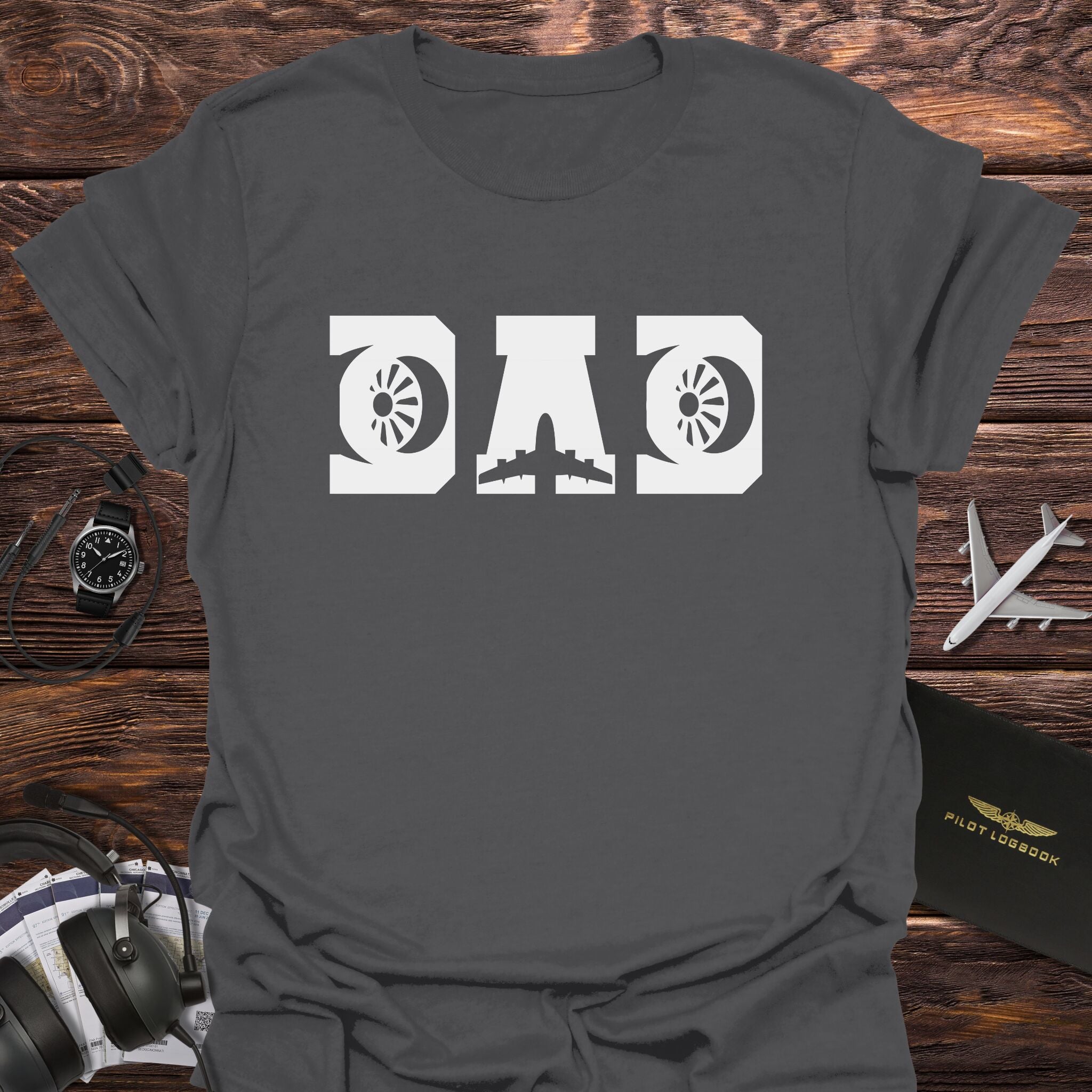 Dad Jet Engine & Airplane Silhouette T-Shirt