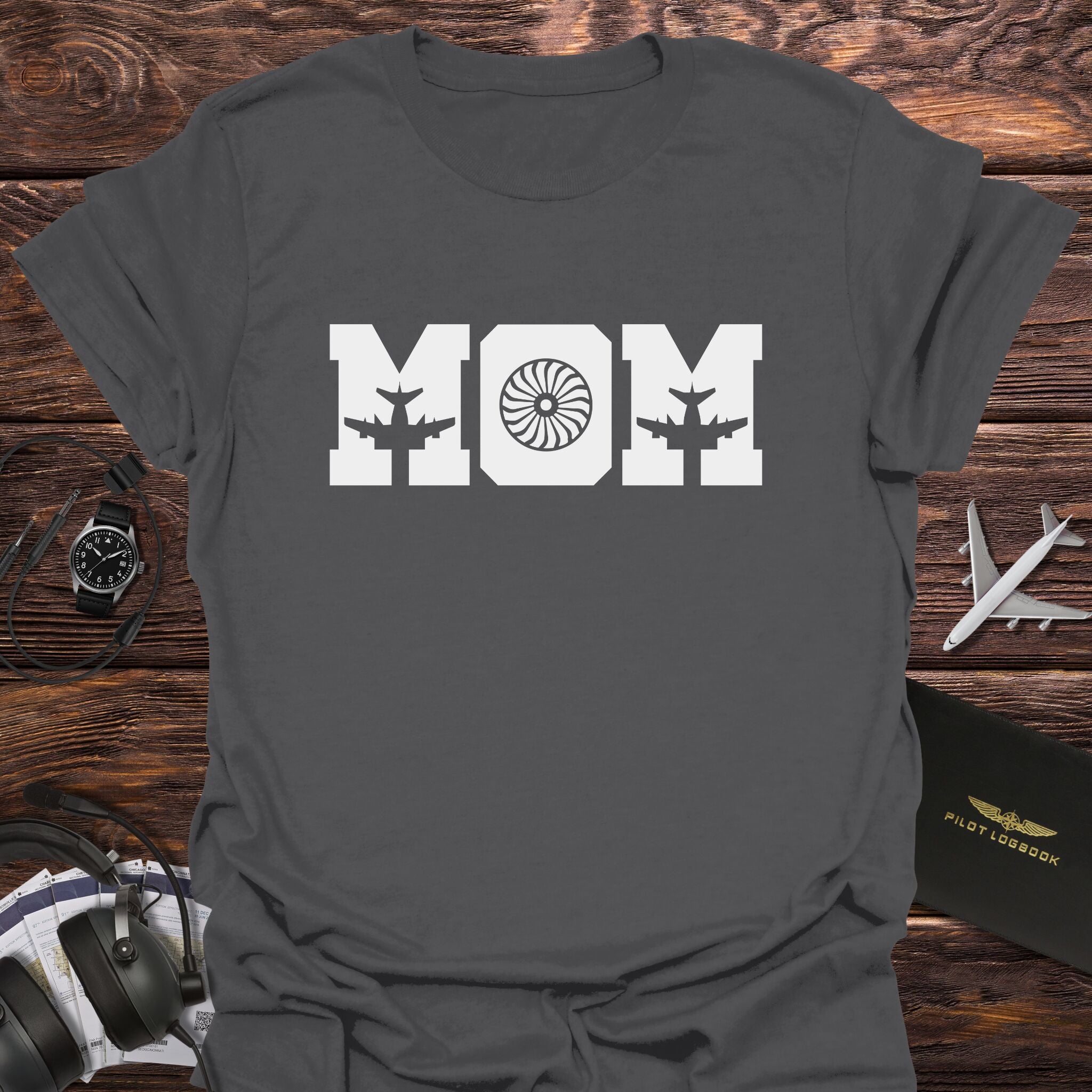 Mom Jet Engine & Airplane Silhouette T-Shirt
