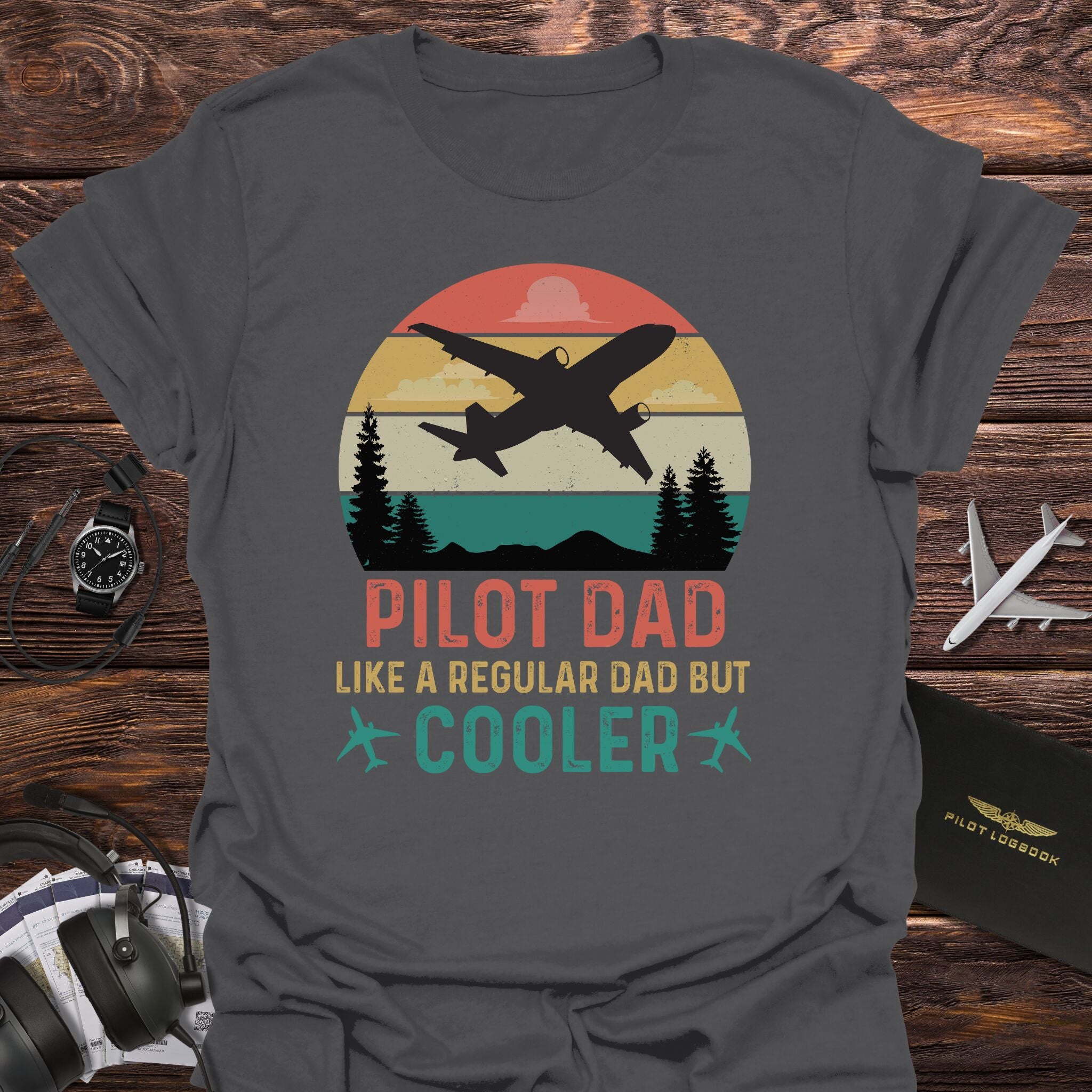 Cool Pilot Dad Retro Sunset T-Shirt