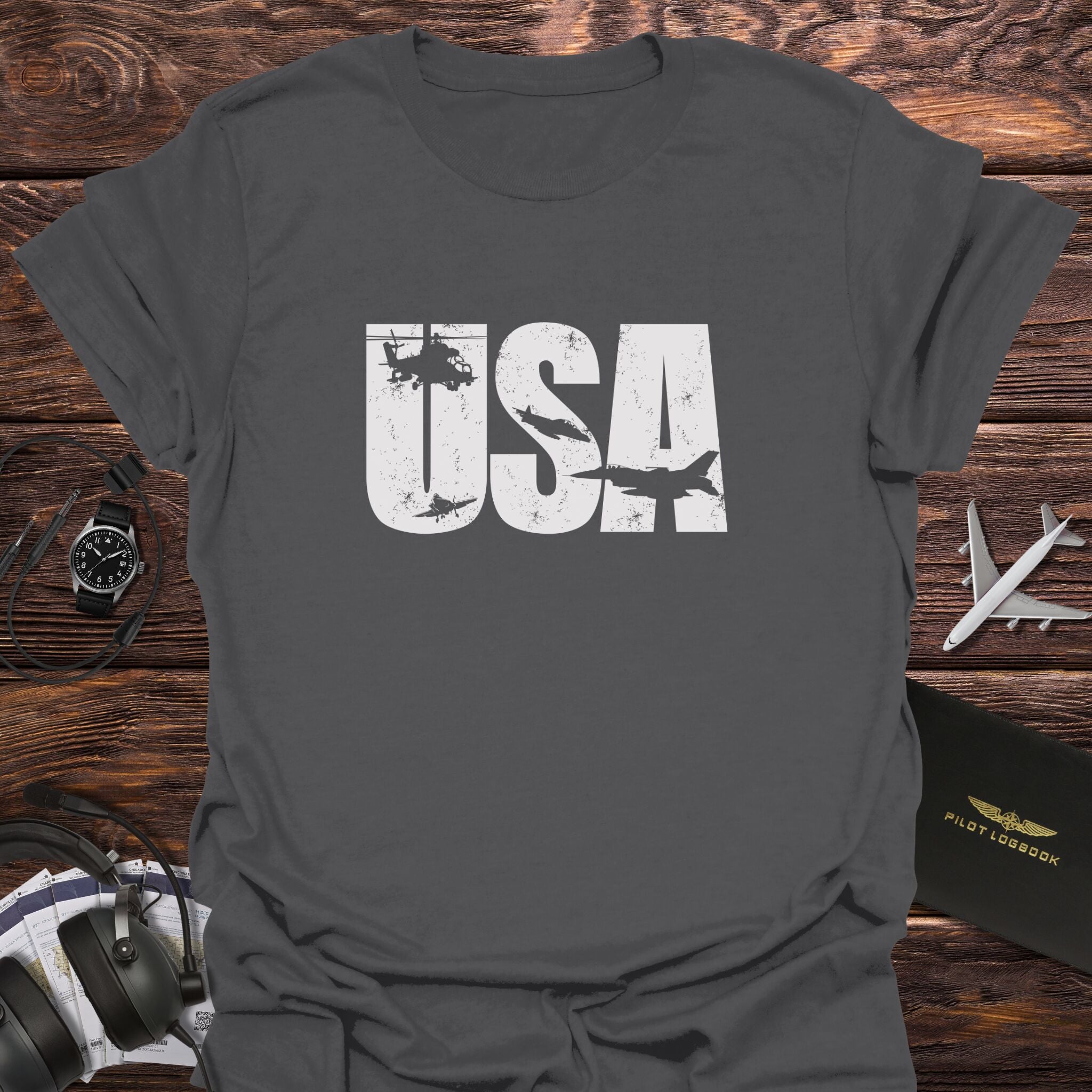 USA Military Airpower Monochrome T-Shirt