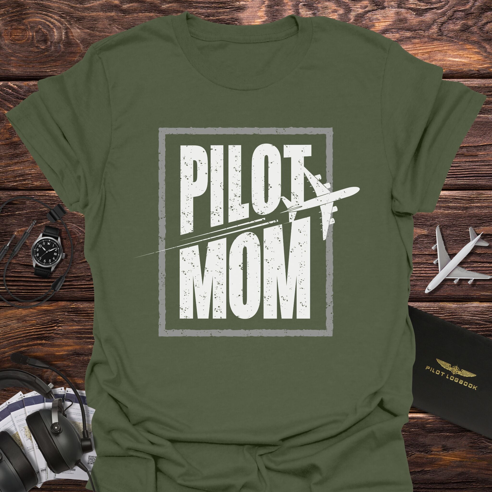 Pilot Mom with Plane T-Shirt