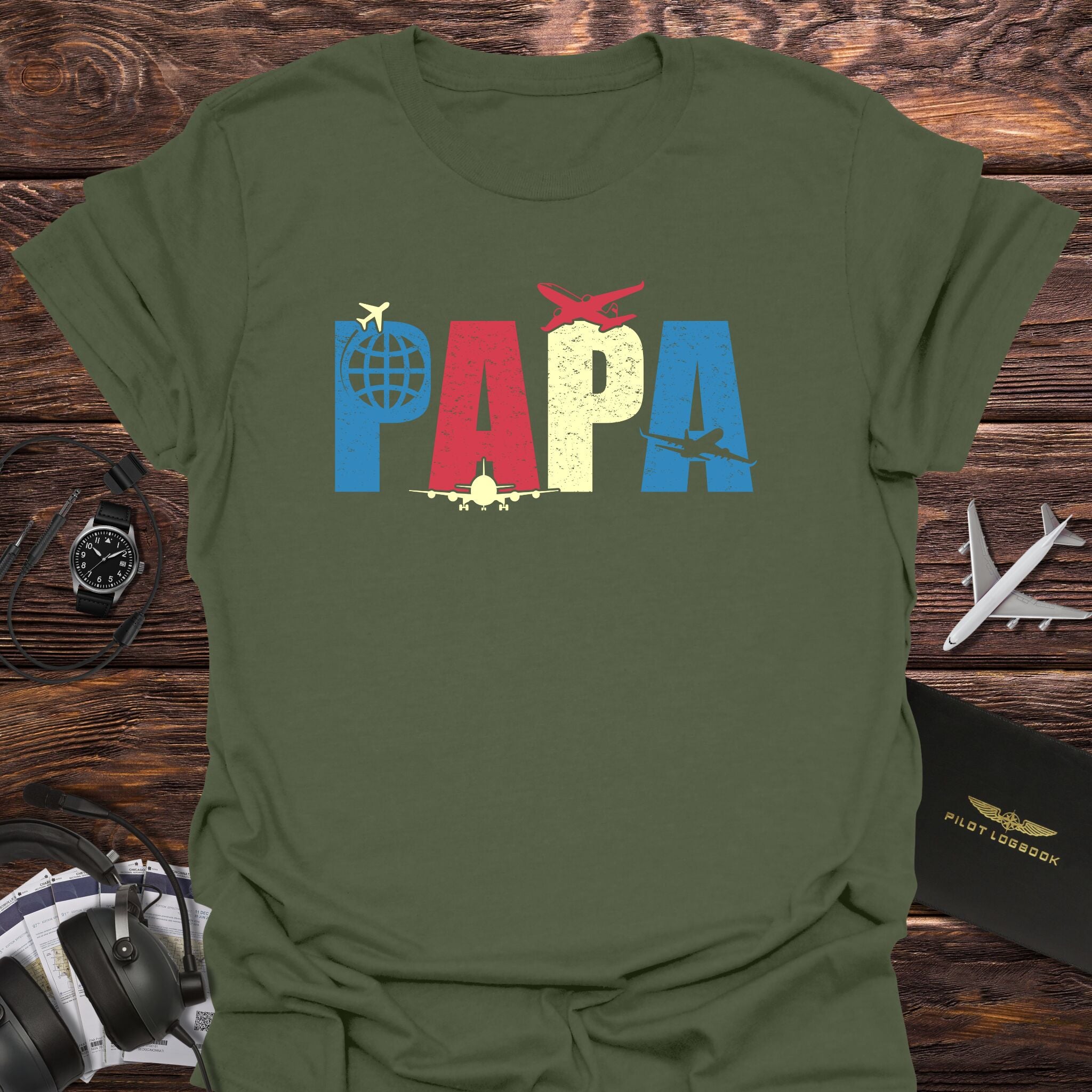 Colorful PAPA Pilot T-Shirt