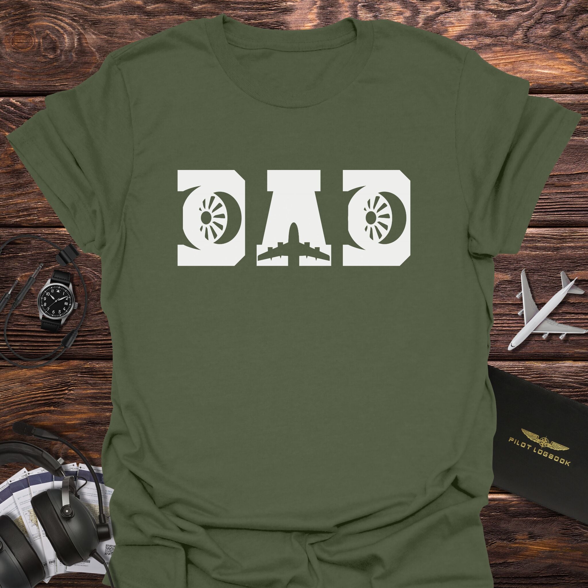 Dad Jet Engine & Airplane Silhouette T-Shirt