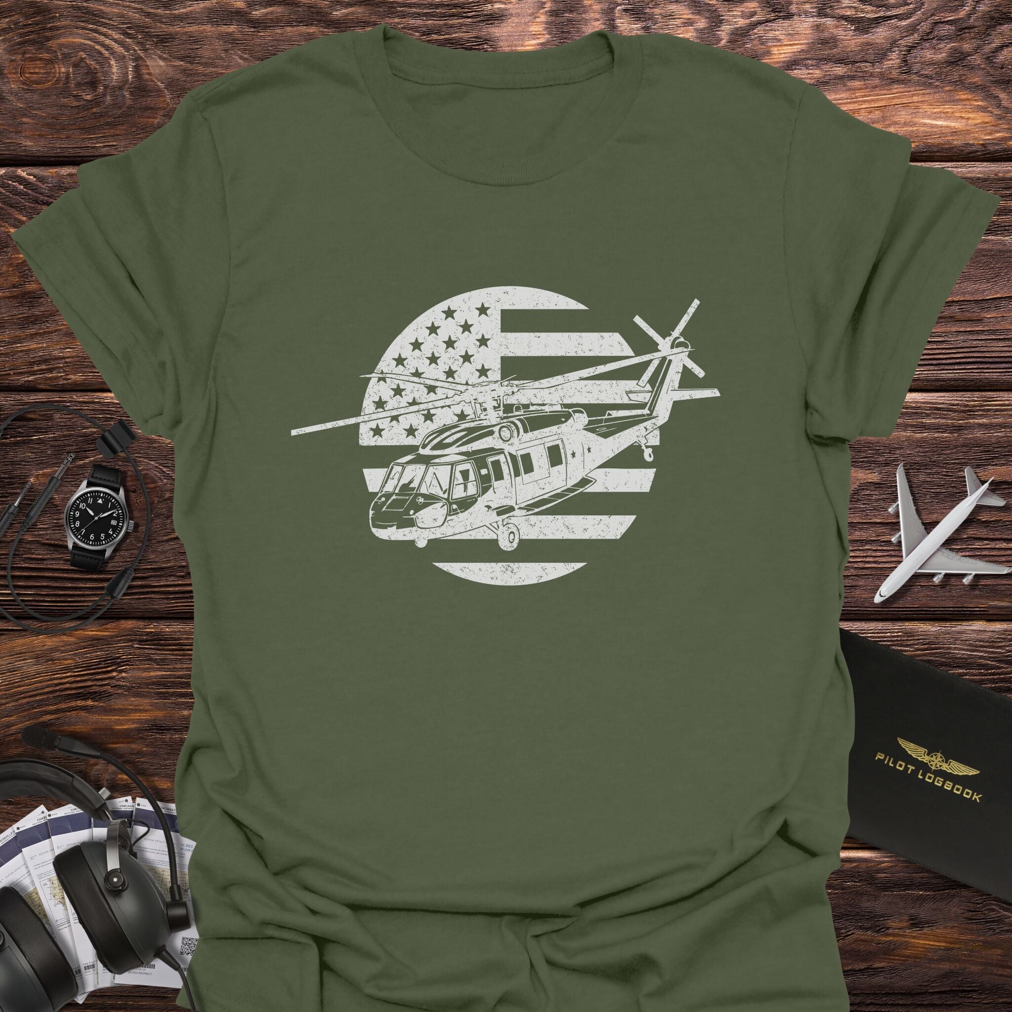 UH-60 Black Hawk American Flag T-Shirt