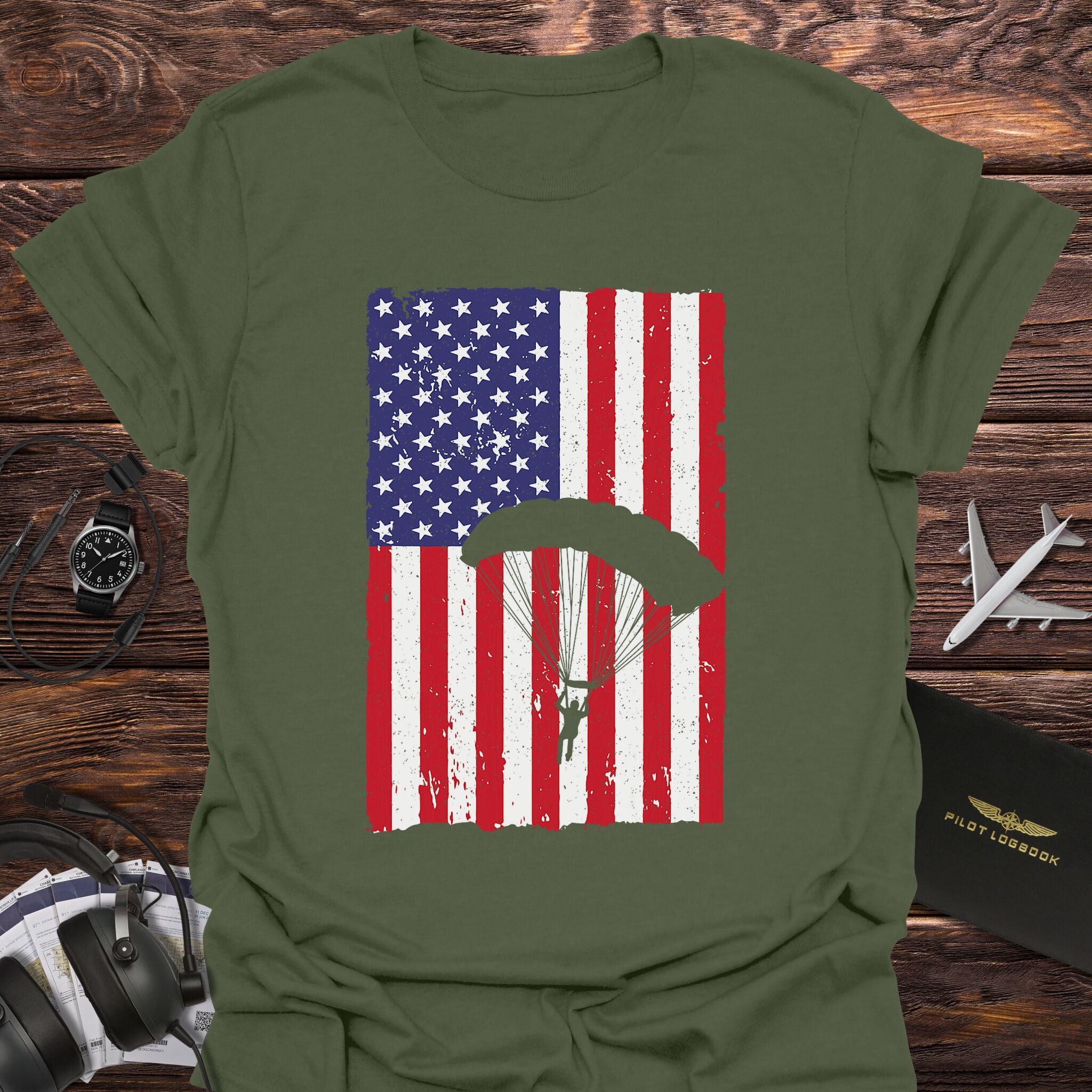 American Flag Skydiving T-Shirt