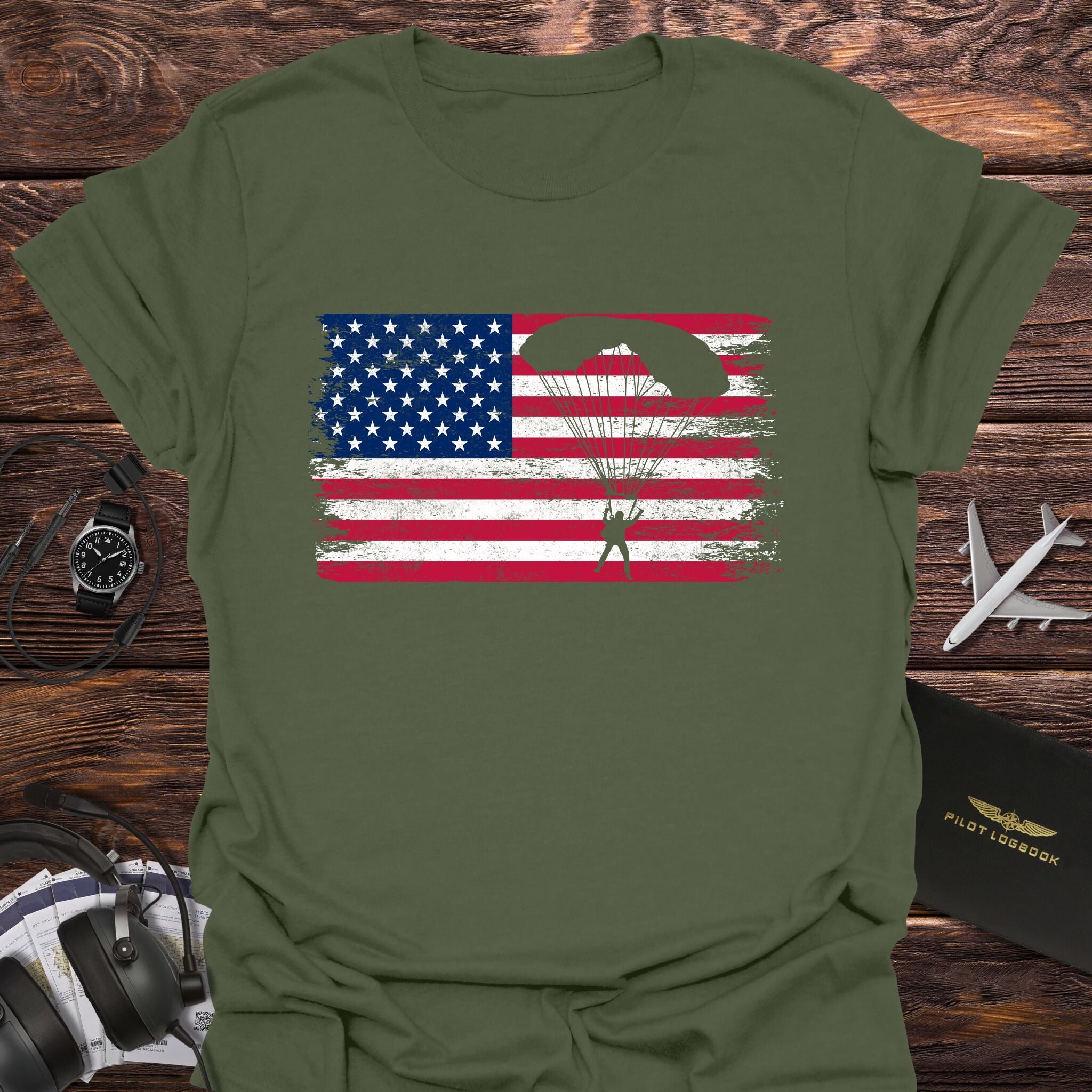 Vintage American Flag Skydiving T-Shirt