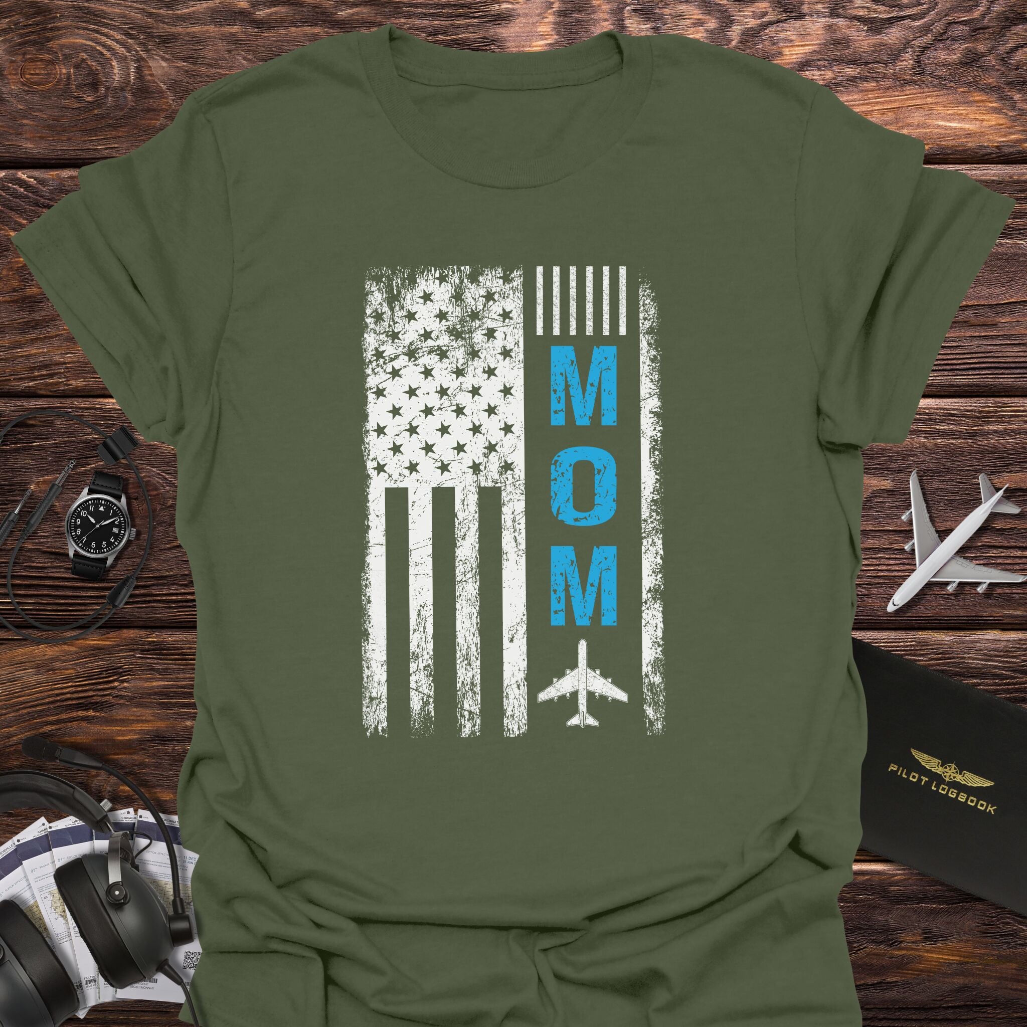 Patriotic Pilot Mom T-Shirt