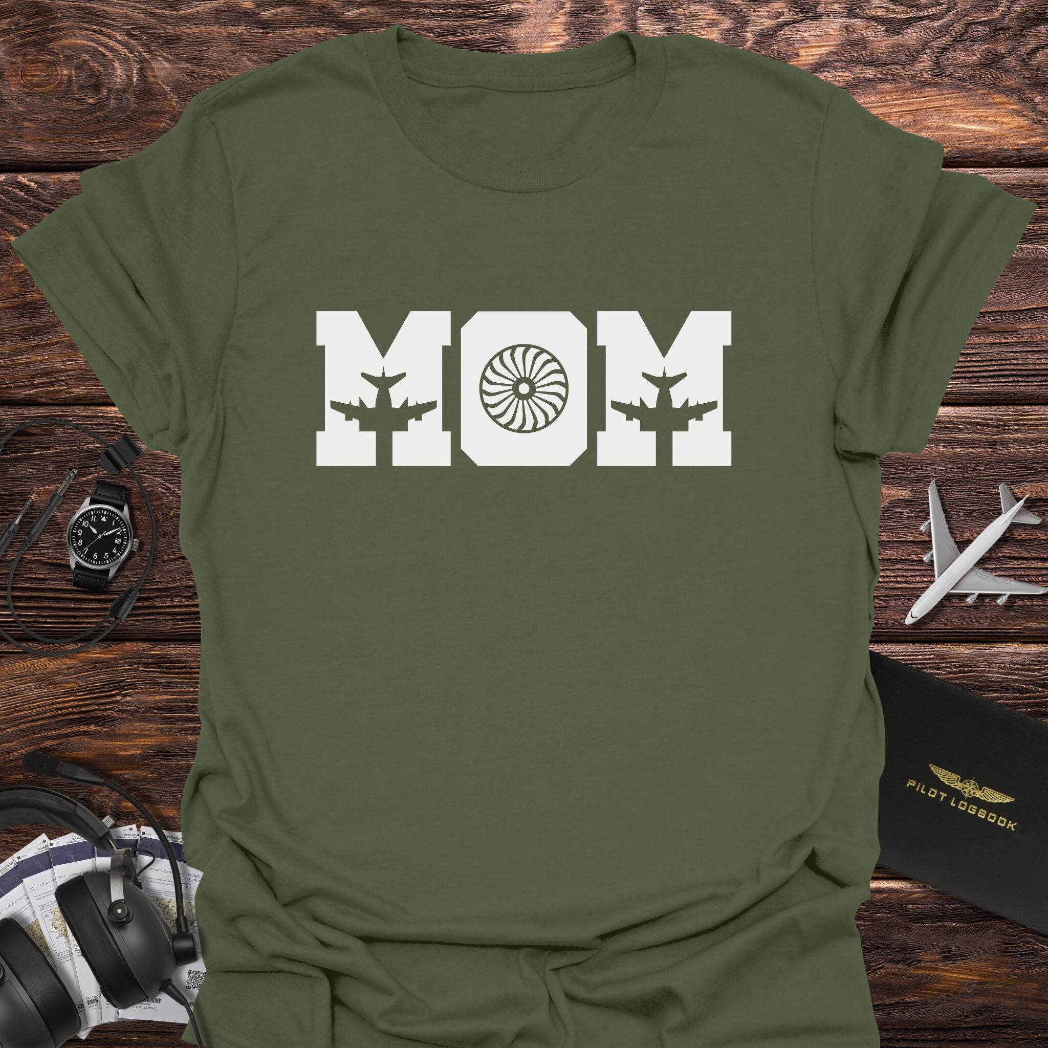 Mom Jet Engine & Airplane Silhouette T-Shirt
