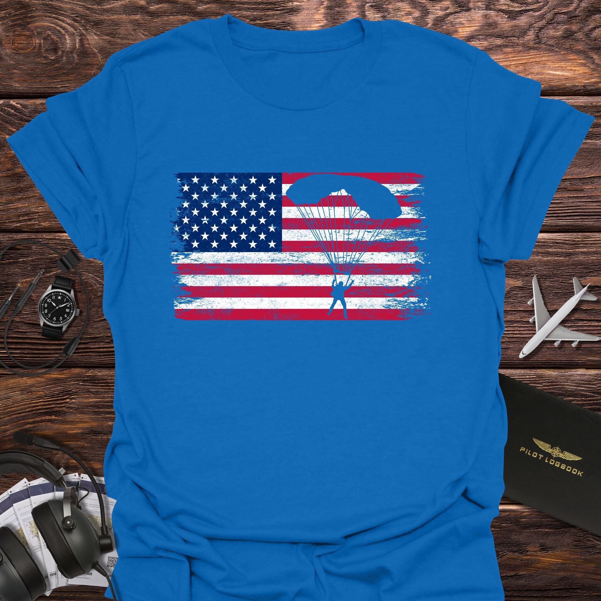 Vintage American Flag Skydiving T-Shirt