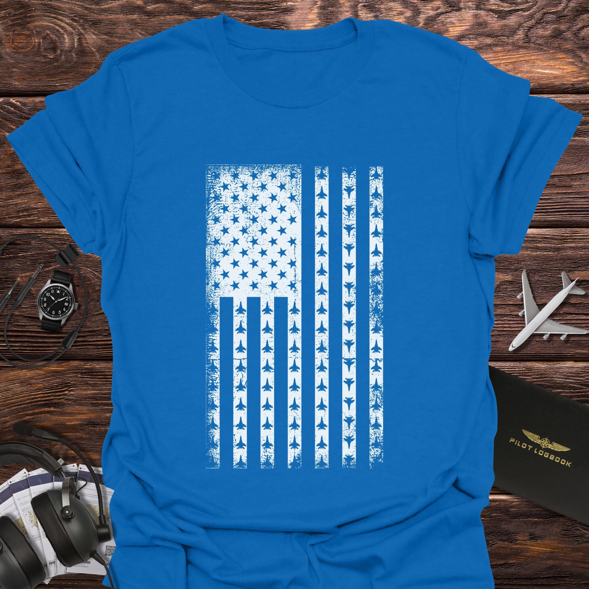 Patriotic Fighter Jet American Flag T-Shirt