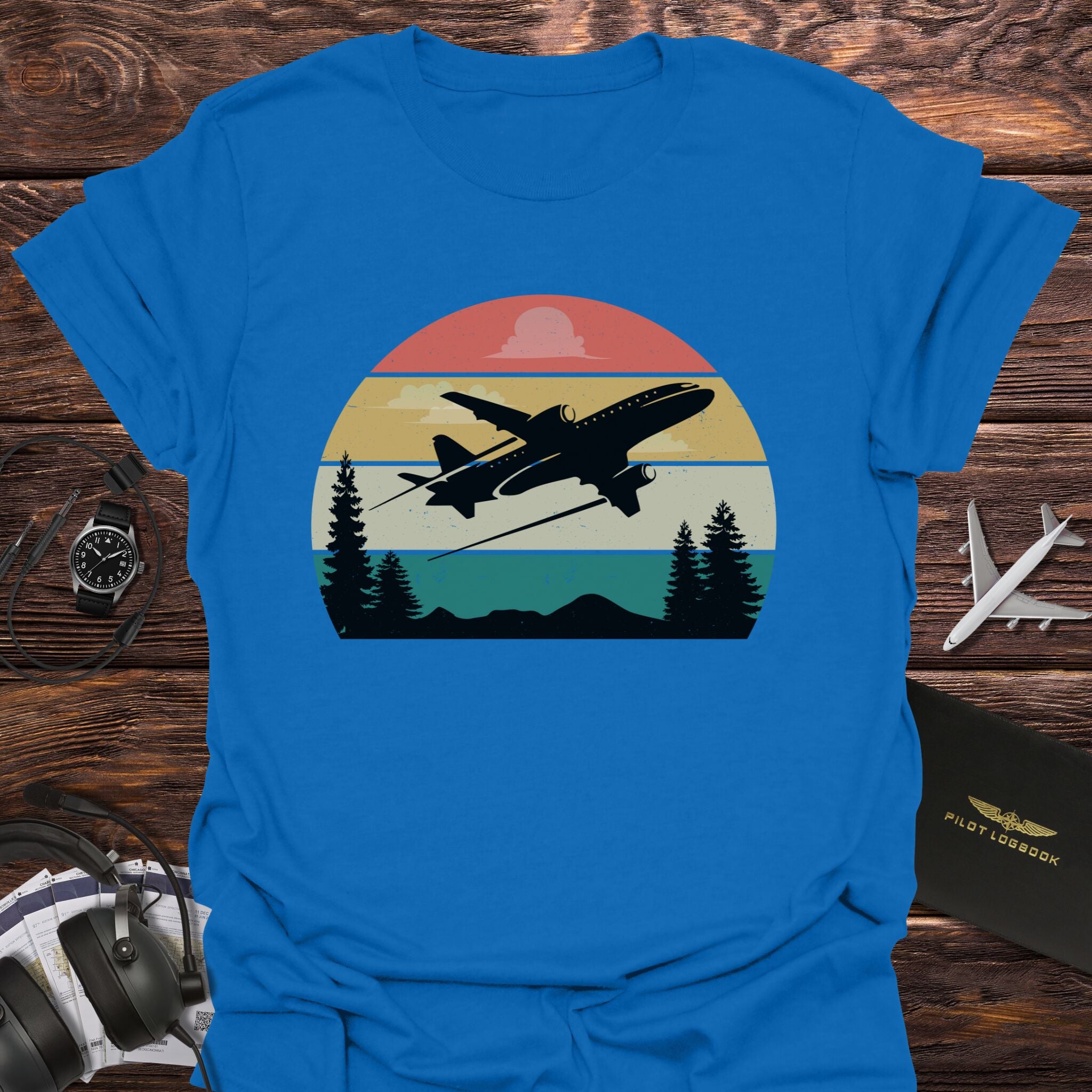 Retro Sunset Airplane T-Shirt