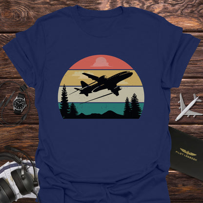 Retro Sunset Airplane T-Shirt