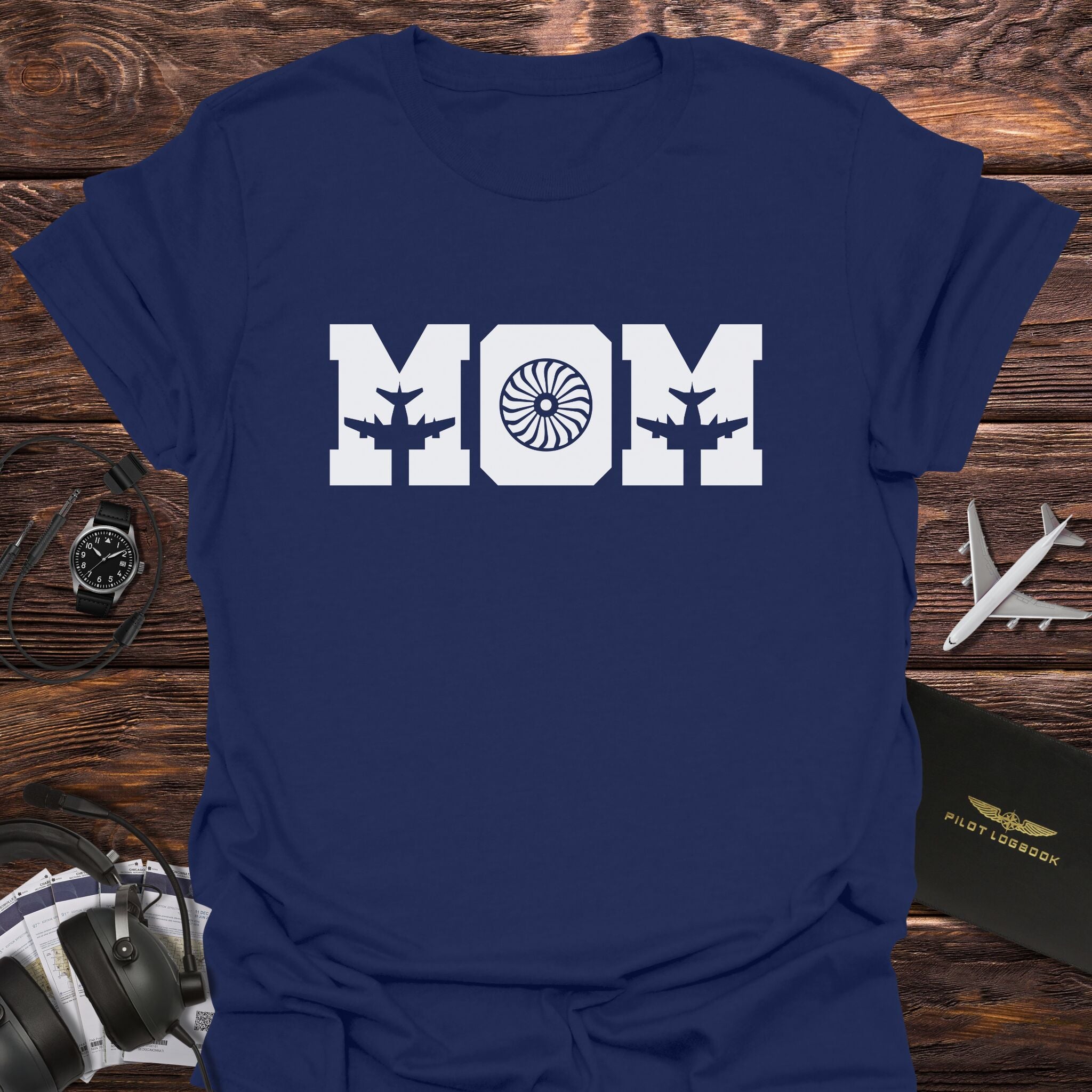 Mom Jet Engine & Airplane Silhouette T-Shirt