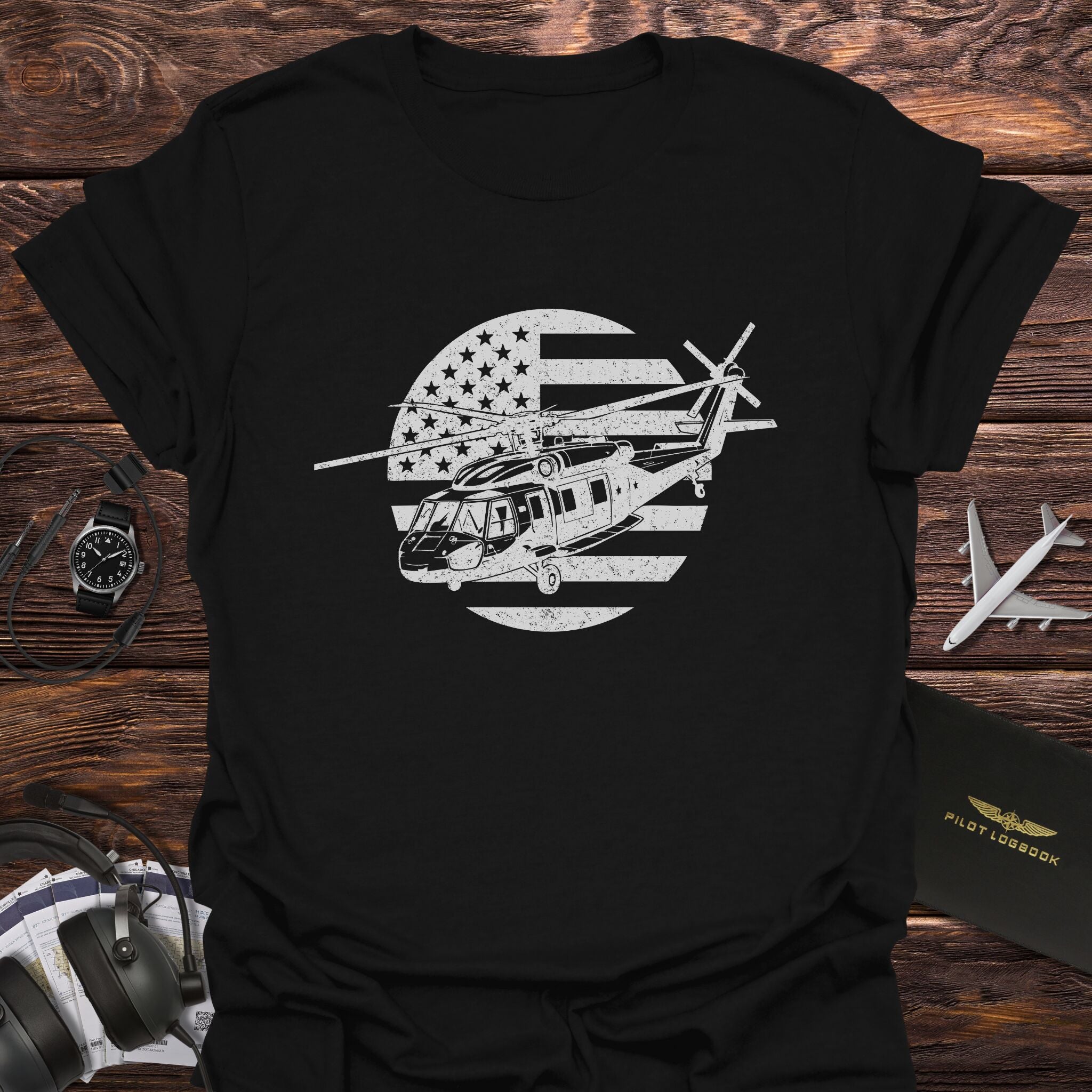 UH-60 Black Hawk American Flag T-Shirt