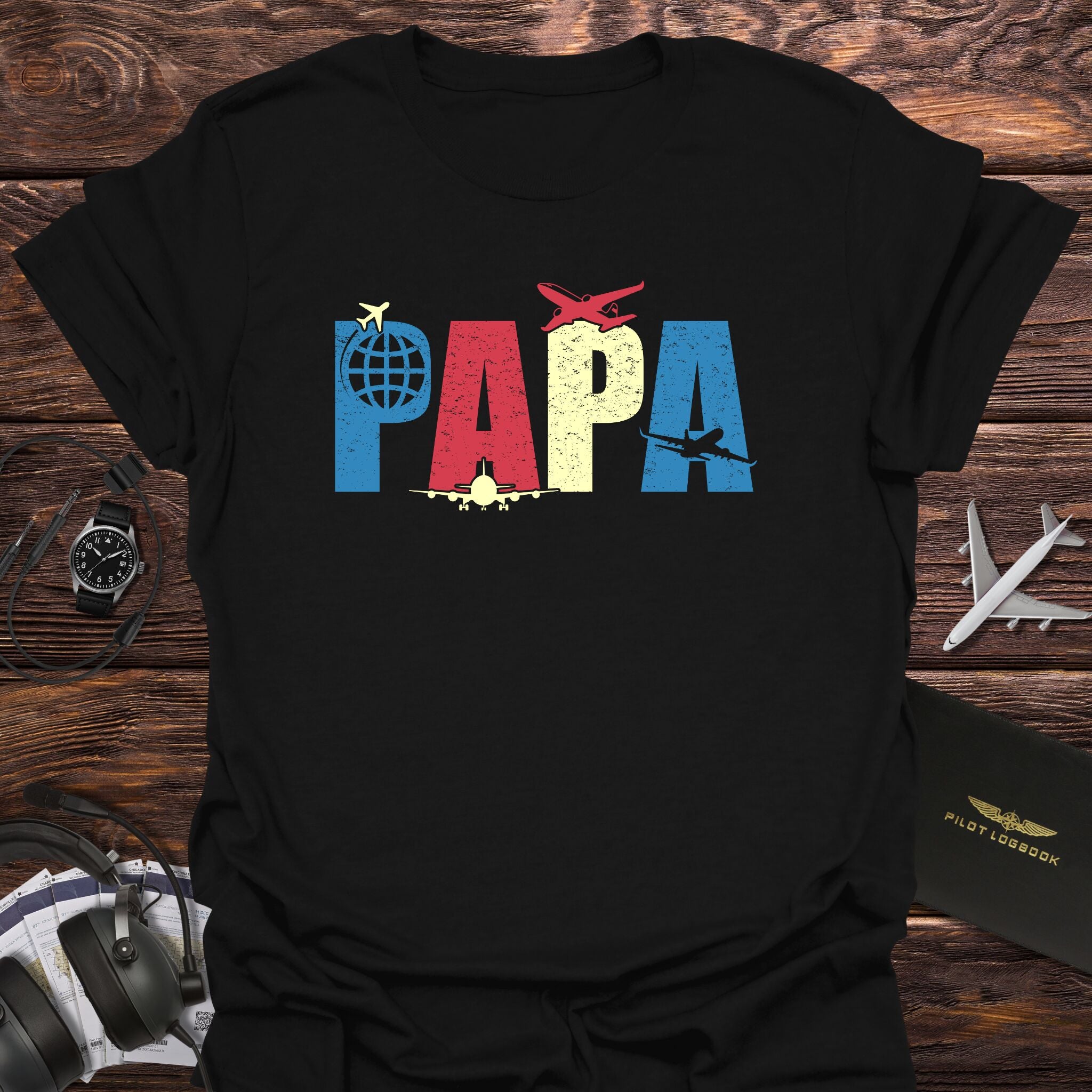 Colorful PAPA Pilot T-Shirt