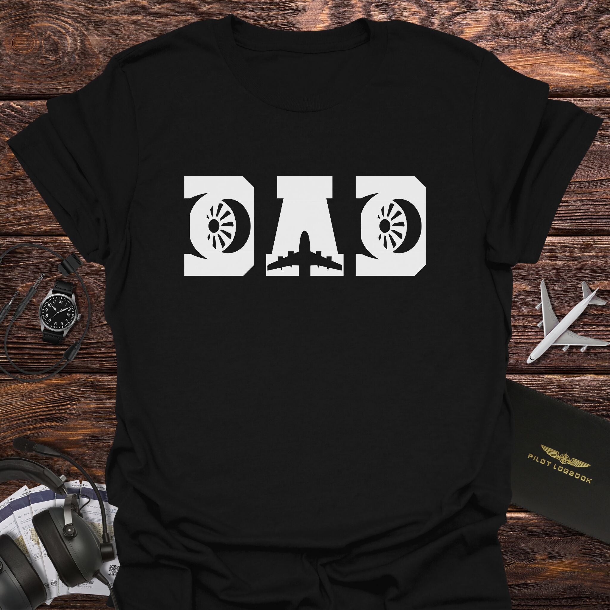Dad Jet Engine & Airplane Silhouette T-Shirt