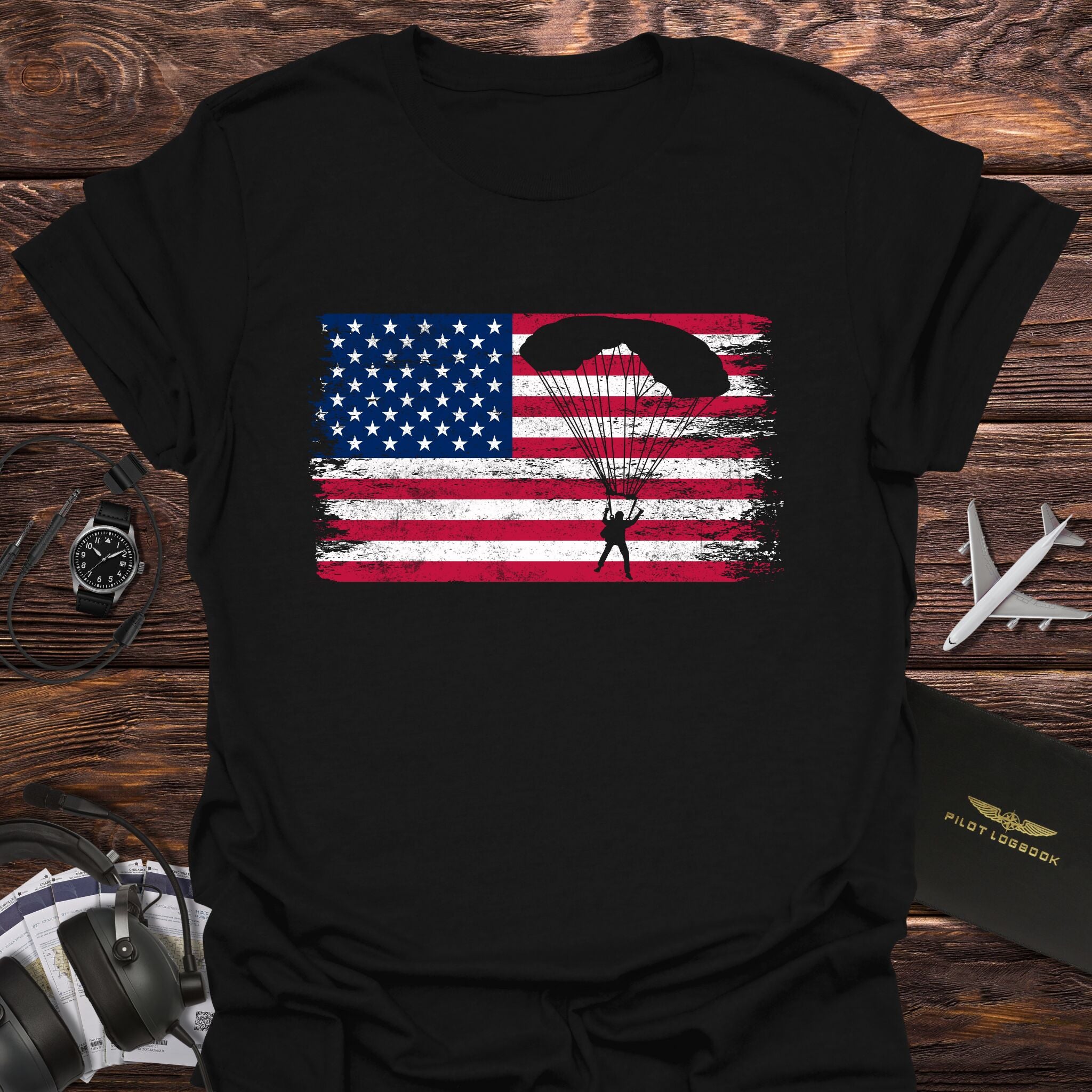 Vintage American Flag Skydiving T-Shirt