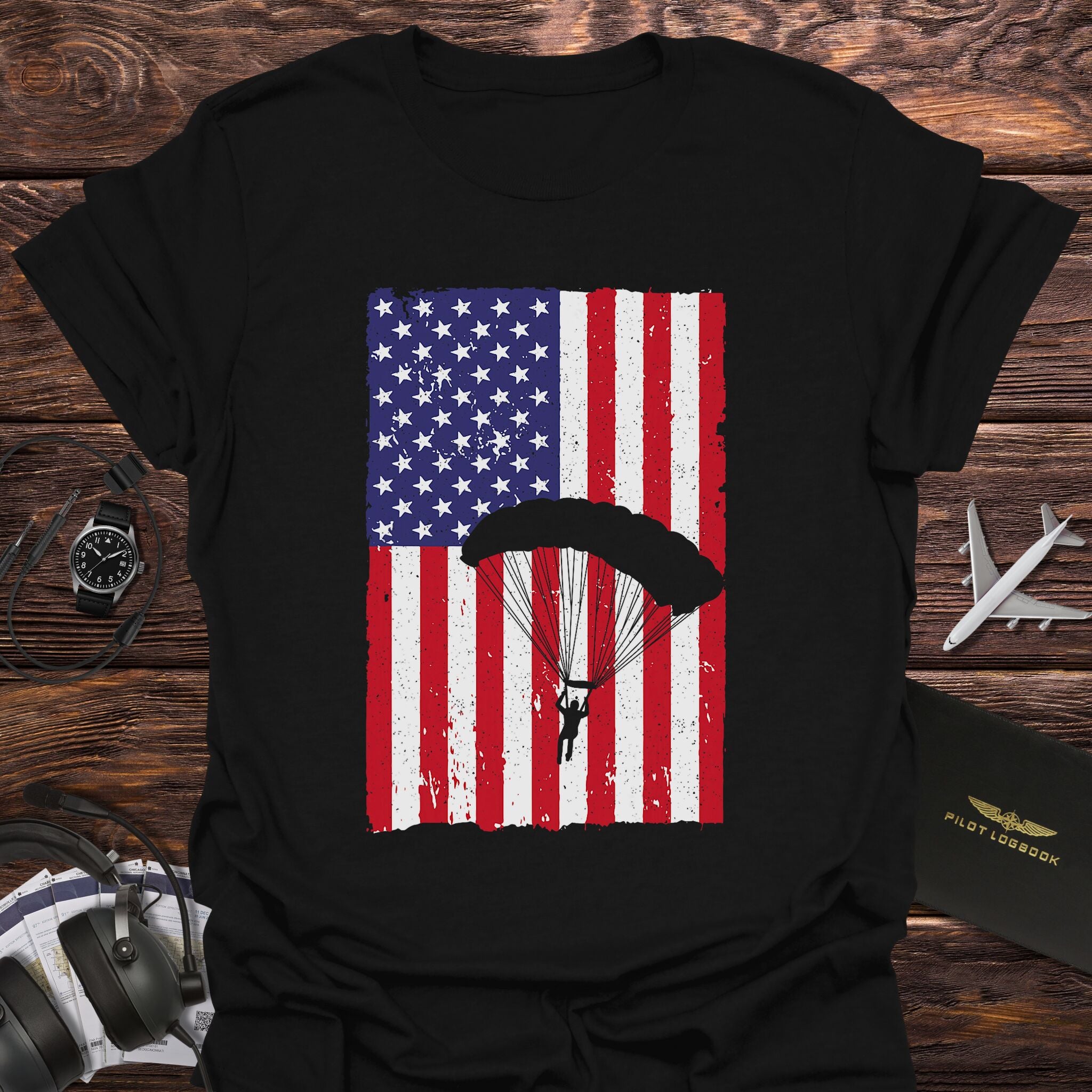 American Flag Skydiving T-Shirt