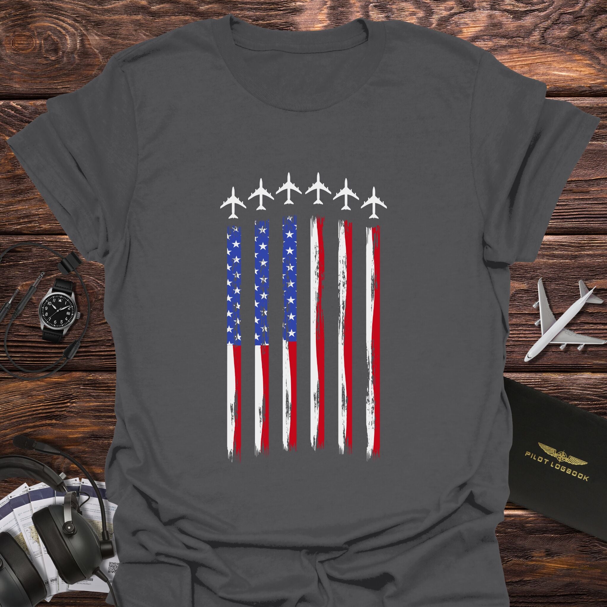 Jet Contrail American Flag T-Shirt