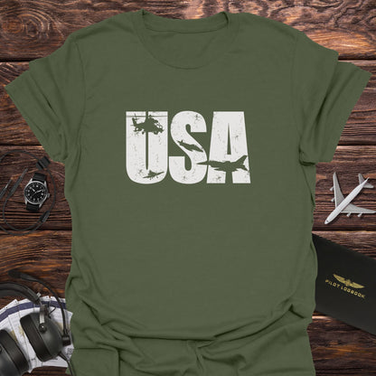 USA Military Airpower Monochrome T-Shirt