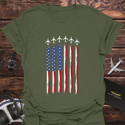 Jet Contrail American Flag T-Shirt